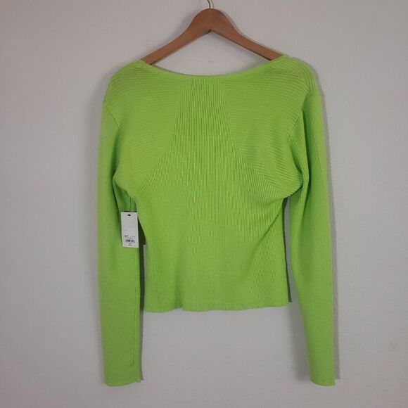 INTEMPO Ribbed Knit Sweater XXL Green Sweetheart Neck Casual Modern Chic - Picture 8 of 11